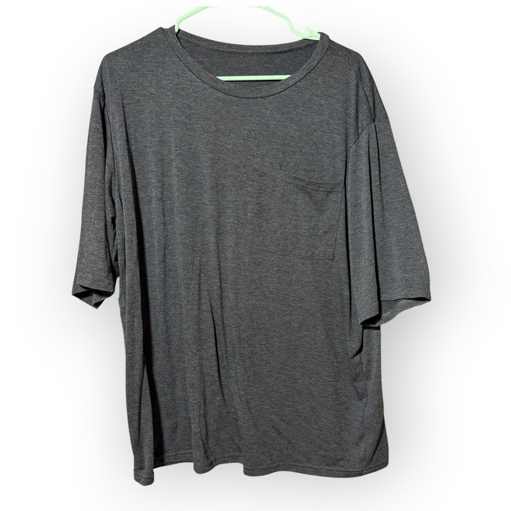 SHEIN XL Charcoal‎ Gray Short Sleeve Pocket T-Shirt Crew Neck Casual Basic